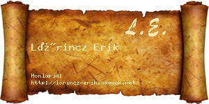 Lőrincz Erik névjegykártya