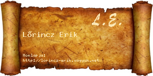 Lőrincz Erik névjegykártya